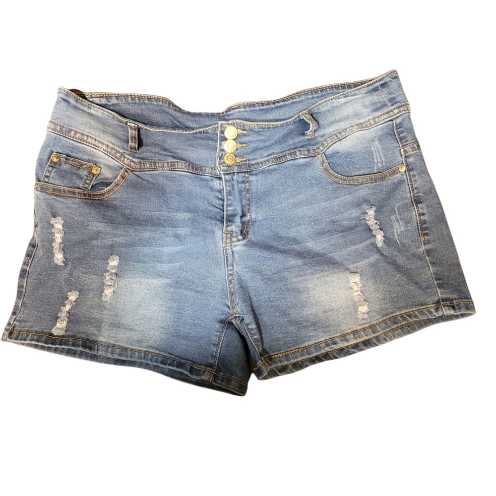 Women's Stretchy Ripped Jean shorts / Size 14